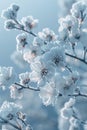 A frosty outdoor scene. Snowy winter background. Winter plants in the snow on a cold background