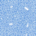 Frosty pattern. New Year seamless pattern. On a blue background, snowflakes and frosty patterns Royalty Free Stock Photo