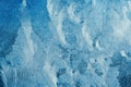 Frosty pattern on transparent background. Blue backdrop Cold weather Royalty Free Stock Photo