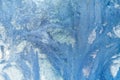 Frosty pattern on the window. Beautiful natural background. Winter theme. Close-up Royalty Free Stock Photo