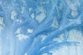 Frosty pattern on the window. Beautiful natural background. Winter theme. Close-up Royalty Free Stock Photo