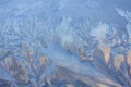 Frosty Pattern on the window in winter. Winter background. Aggregate state of water. Patterned background Royalty Free Stock Photo