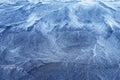 Frosty Patterns. Close-up of intricate frost designs on a blue surface, Royalty Free Stock Photo