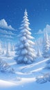 Frosty scene Fir trees stand tall in a serene winter landscape