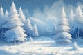 Frosty scene Fir trees stand tall in a serene winter landscape