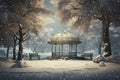 Frosty Snowfall park forest. Generate Ai Royalty Free Stock Photo