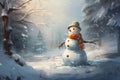 Frosty Snowman winter art. Generate Ai