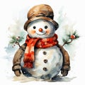 Frosty Whimsy - Watercolor Snowman Delight