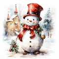 Frosty Whimsy - Watercolor Snowman Delight