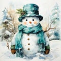 Frosty Whimsy - Watercolor Snowman Delight