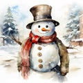 Frosty Whimsy - Watercolor Snowman Delight