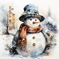 Frosty Whimsy - Watercolor Snowman Delight