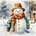 Frosty Whimsy - Watercolor Snowman Delight