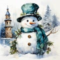 Frosty Whimsy - Watercolor Snowman Delight