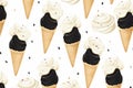 Frosty White ice cream berry pattern. Generate ai