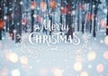 Frosty winter landscape in snowy forest. Christmas background with fir trees and blurred background of winter with text Royalty Free Stock Photo