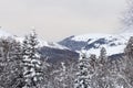 Frosty winter morning in a mountainous area frozen nature and snow captivity. Royalty Free Stock Photo