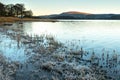 Frosty winter sunrise at Bassenthwaite Lake in the Lake District National Park, Cumbria, England Royalty Free Stock Photo