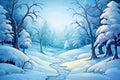 Frosty Wonderland: A Stunning Snowy Winter Background in WH Style