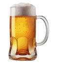 Frothy beer in glass