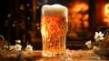 A frothy beer in a glass refreshing and full of flavor