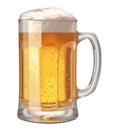 Frothy beer in gold glass