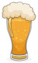 Frothy beer served in a weizen glass vase, Vector illustration