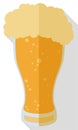 Frothy beer in weizen glass in flat style and long shadow, Vector illustration