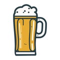 Frothy drink in pint glass isolated icon