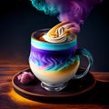 A frothy latte in a rustic ceramic mug with a delicate swirl of cinnamon Royalty Free Stock Photo