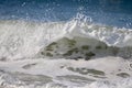 Frothy wave on blue ocean Royalty Free Stock Photo