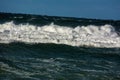 Frothy waves incoming due to a fall storm of coast of Cape Cod