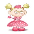 frowing little princess in a pink dress Royalty Free Stock Photo