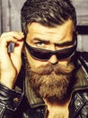 Frown bearded man hipster Royalty Free Stock Photo