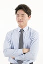 Frowning asian businessman