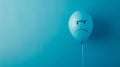 A Frowning Balloon Against Blue.AI generated image Royalty Free Stock Photo