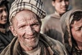 Frowning man with headcloth in Nepal Royalty Free Stock Photo