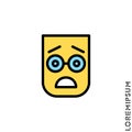 Frowning with open mouth emoji color vector icon with raised eyebrows. frowning with open mouth emoji icon, vector simple element