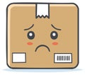 Frowning shipping box representing logistics problems and unfulfilled orders Royalty Free Stock Photo