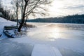 Froze lake in winter Royalty Free Stock Photo