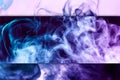 Frozen abstract movement of explosion pink and blue smoke