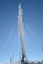 Frozen antenna, covered by hoarfrost