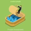 Frozen assets financial market business flat 3d vector isometric Royalty Free Stock Photo