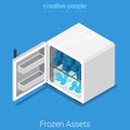 Frozen assets financial market business flat 3d vector isometric Royalty Free Stock Photo