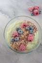 Frozen avocado smoothie bowl with frozen berries Royalty Free Stock Photo