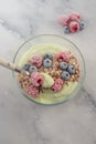 Frozen avocado smoothie bowl with frozen berries Royalty Free Stock Photo