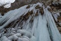 Frozen Awosting Falls, massive icicles hang from the cliffs in Minnewaska State Park in Upstate New York. USA