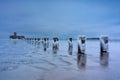 Frozen Baltic Sea beach in Babie DoÃây at sunset, Gdynia. Poland Royalty Free Stock Photo