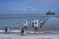 Frozen Baltic Sea beach in Babie DoÃây at sunset, Gdynia. Poland Royalty Free Stock Photo