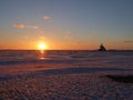 Frozen baltic sea during sunset in Finland. Royalty Free Stock Photo